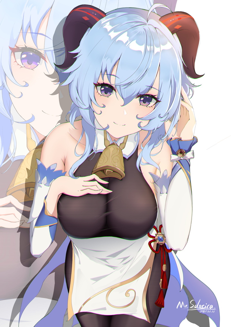 Ganyu (Genshin Impact), Genshin Impact, cleavage, big boobs, 2K, anime girls, Mr.sdorica