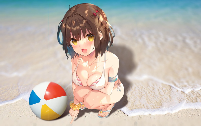 beach ball, 1080P, big boobs, anime girls, swimsuit-heaven