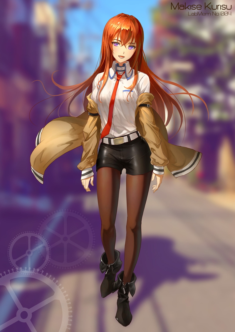 hairstyle, beauty, beautiful people, purple eyes, adult, 2K, beautiful woman, portrait, stockings, dyed red hair, full length, modern, young adult, anime
