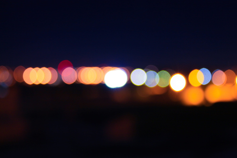city, blur, brightly lit, circle, abstract, no people, outdoors, architecture, street light, city street, defocused, neon, street, 4K, illuminated, traffic