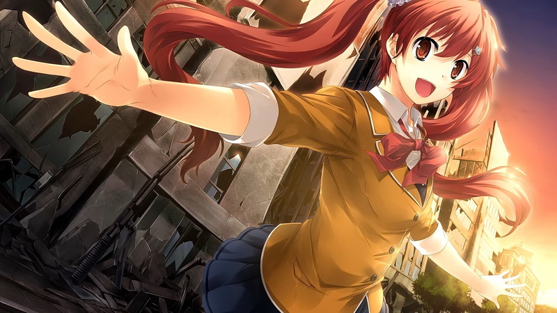 anime, anime girls, brunette, school uniform, long hair, open mouth, looking at viewer, brown eyes, 1080P, smiling