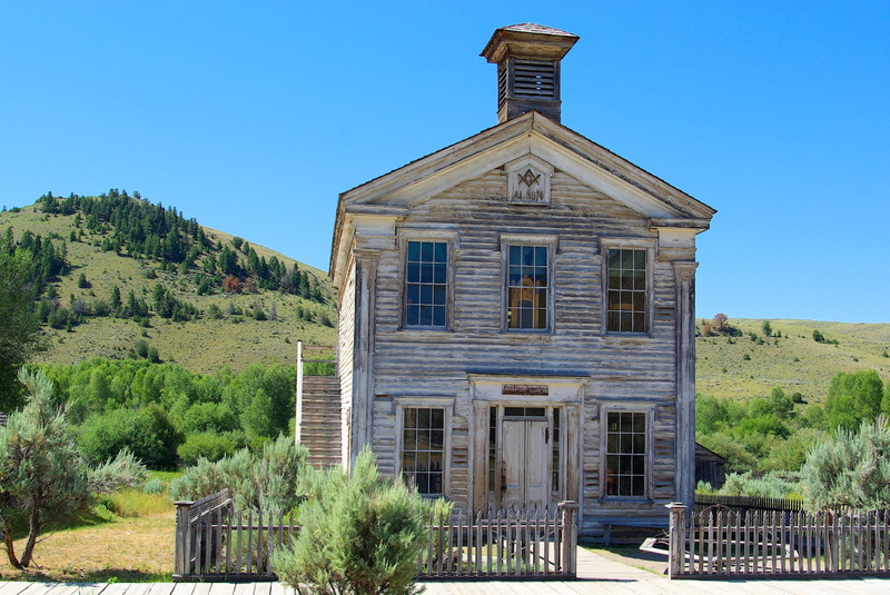 mining, religion, wild west, beaverhead, blue, west, mine town, grasshopper, day, america, architecture, building, gold rush, green color, building exterior