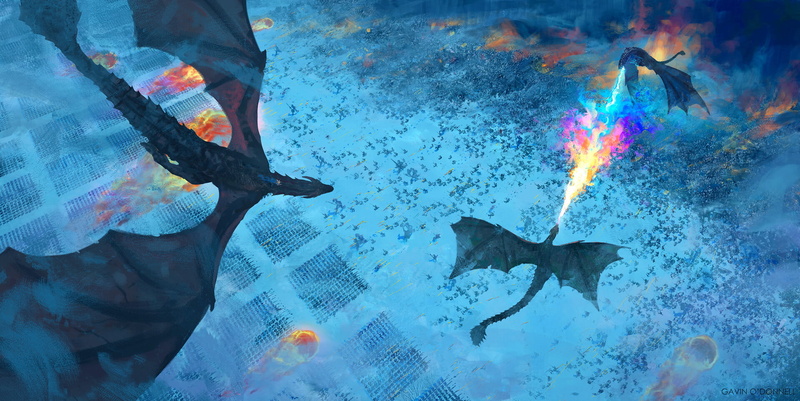 army, artwork, 1080P, fantasy art, dragon, cyan, creature, Game of Thrones