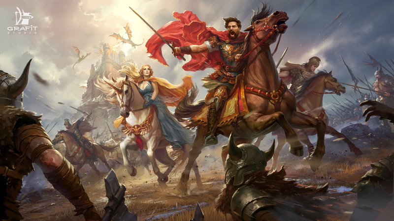 horses, girl, 1080P, war, weapons, army, dragons, unicorn, castle, battle