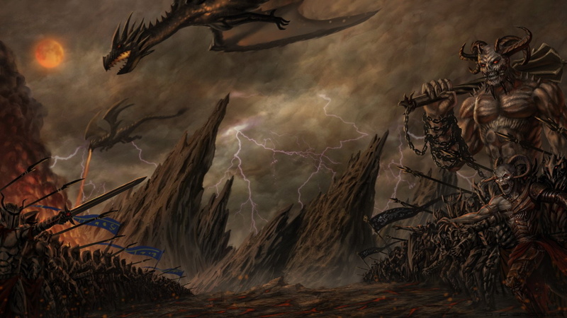 Dark, 1080P, Battle, Warrior, Army, Fantasy, Knight, Creature, Dragon