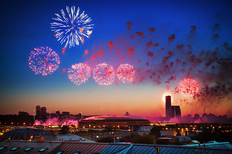 firework display, new years eve, Russia, 2K, city life, illuminated, exploding, sky, Victory Day, celebration, firework - man made object, May 9, firework