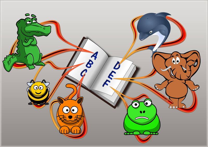 invertebrate, animal themes, 4K, cartoon, close-up, dictionary, representation, exercising, six, abc, group of objects, alligator, frog, artworks, balloons