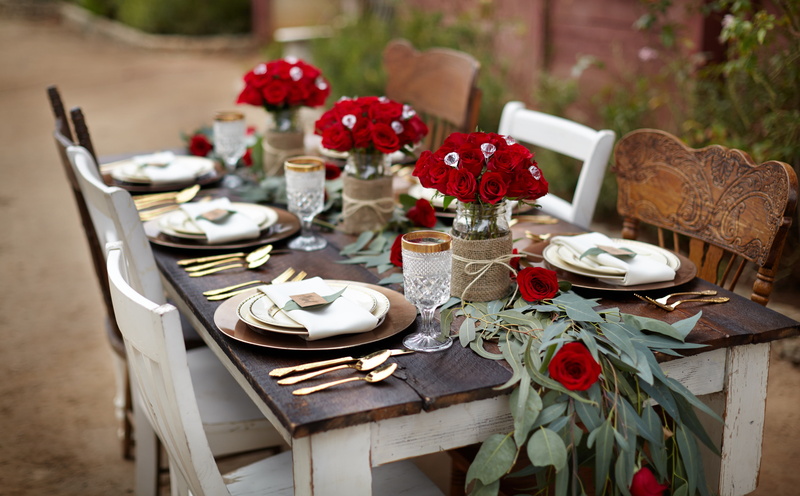 rustic, spook, Roses, focus on foreground, Outdoor, eating utensil, knife, Dinner, redroses, Flowers, 5K, glass, food, outdoors, Gourmet, plant, Party