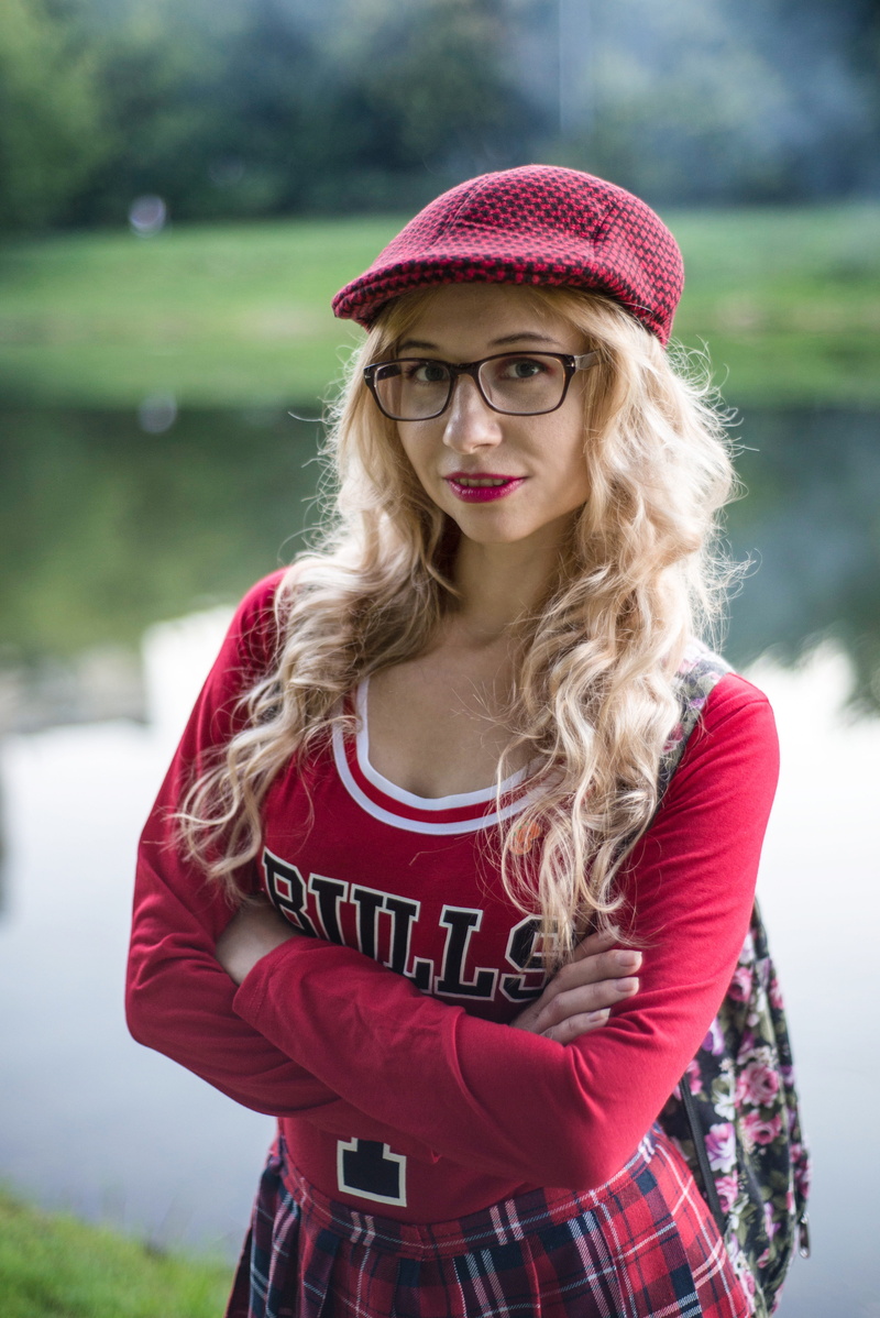 student, blond hair, fashion, long hair, students, standing, clothing, building, education, graduate, university, focus on foreground, one person, hairstyle