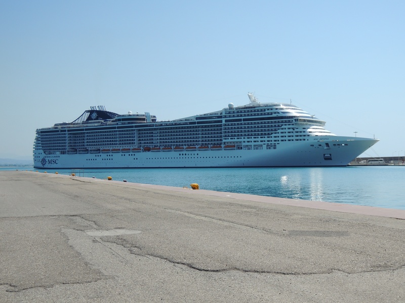 transportation, nautical vessel, body, clear sky, no people, land, sky, sea, msc divina, olympia, day, nature, architecture, white, dock, passenger craft