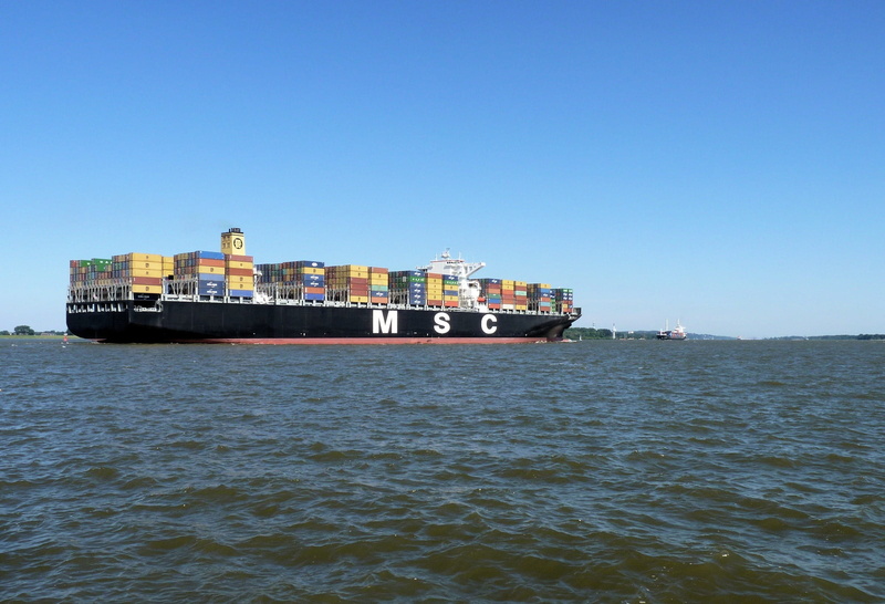 ship, transportation, nature, nautical vessel, 1080P, freight transportation, industry, maritime, clear sky, Elbe, business, Container, cruise, msc, blue