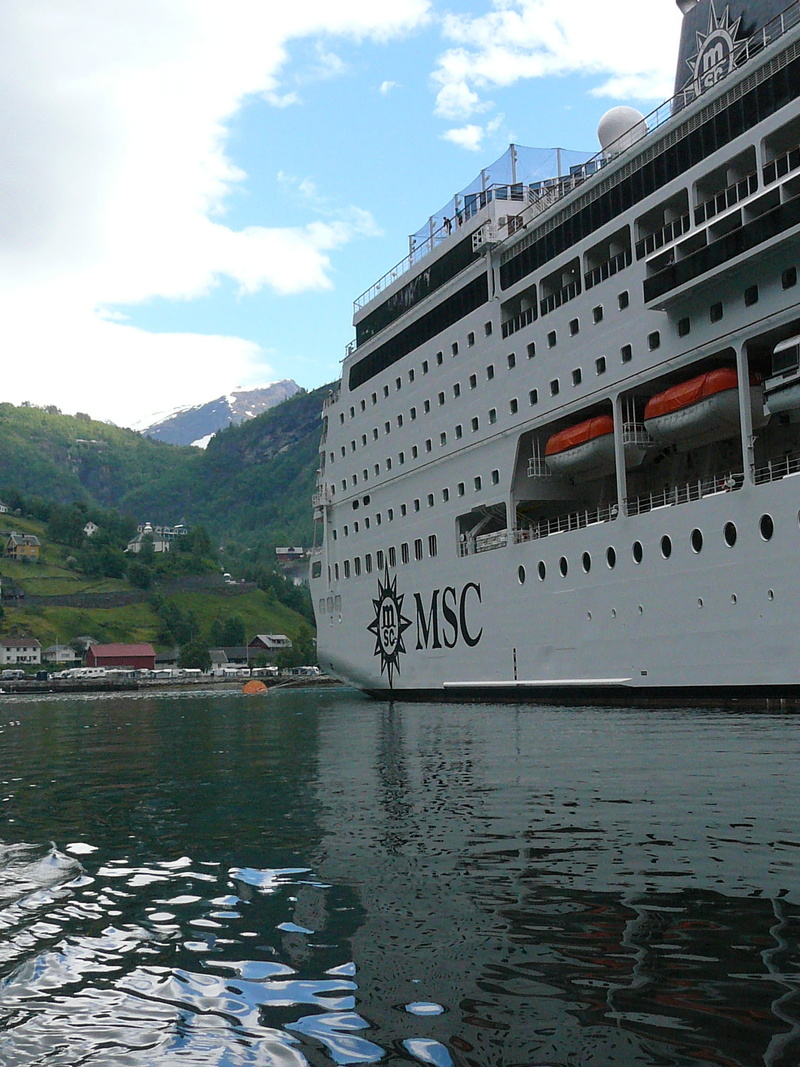 beauty in nature, outdoors, fjord, waterfront, public transportation, passenger craft, ship, geirangerfjord, norway, nautical vessel, sky, nature, building exterior
