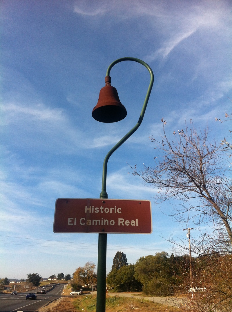 historic, sky, information, outdoors, no people, cloud - sky, road, sign, roadsign, guidance, tree, el camino real, text, low angle view, blue, day, king