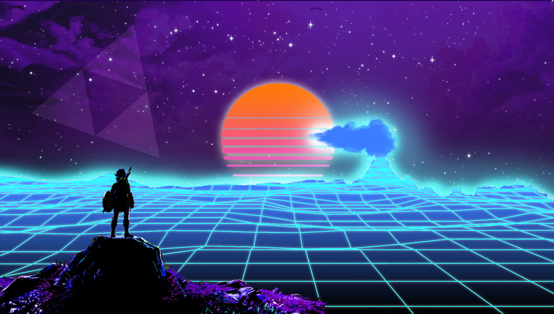clouds, Sun, blue, Link, purple, digital, The Legend of Zelda, Triforce, Zelda, video games, 2K