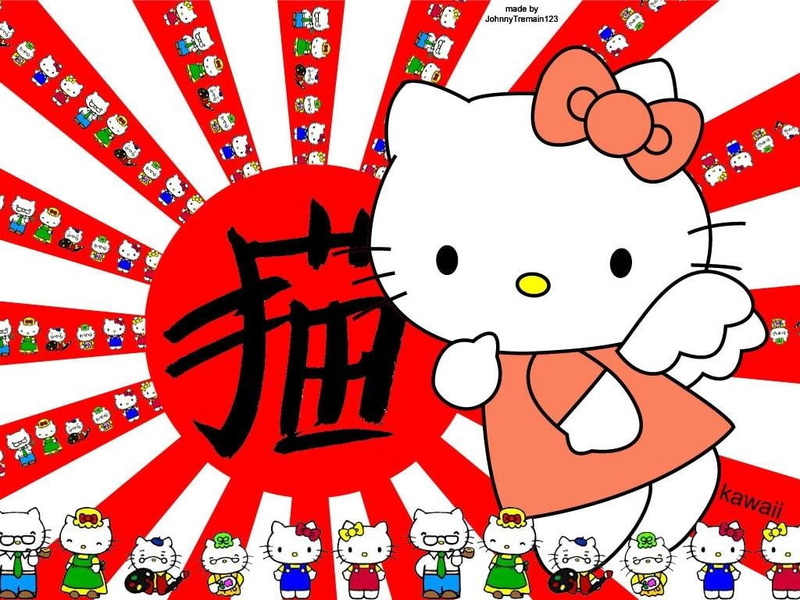 anime, flag, hello, patriotic, hd, japan, art, 480P, Hello Kitty, kitty