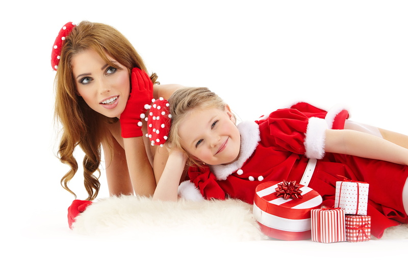 claus, joy, decoration, small, people, winter, christmas Present, box - Container, sister, packages, daughter, young Adult, childhood, beauty, smiling