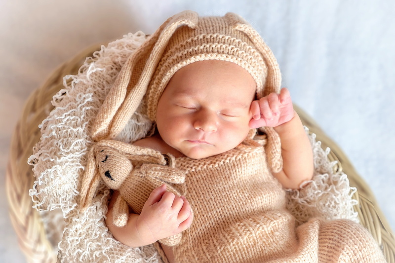close-up, one person, baby clothing, newborn, bunny, wearing, cozy, tender emotion, family, young, brown, knitted, childhood, costume, love, innocence
