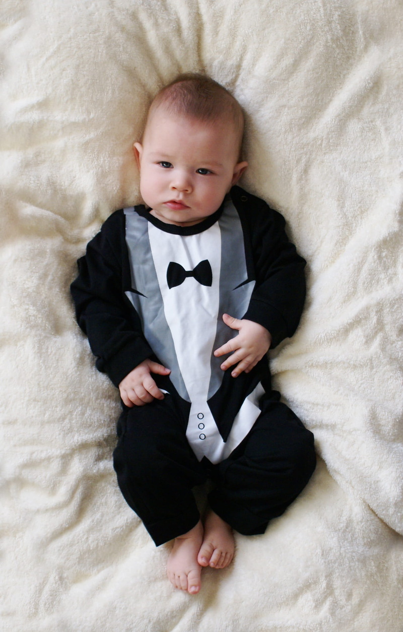 themed, full length, showing, small child, s, front view, 1080P, young, person, tuxedo, portrait, footie, photographing children, nicely, real people