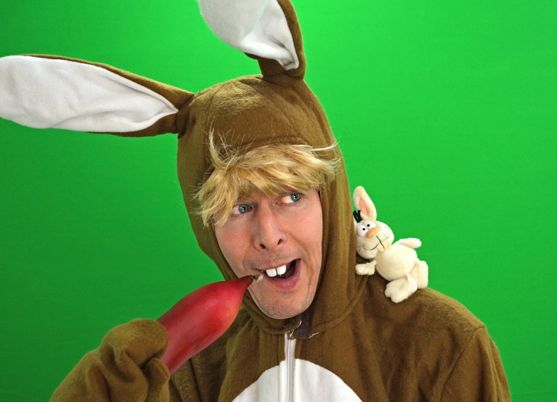 greenbox, young adult, indoors, easter, green background, making a face, chroma key, happy easter, men, Easter Bunny, 4K, rabbit ears, people, human body part