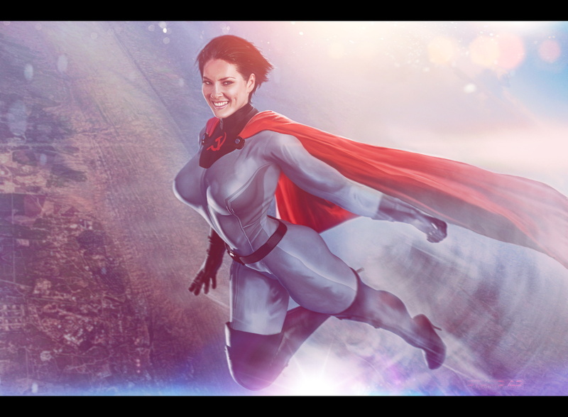 cloak, costume, art, superhero, fiction, smile, girl, 2K, hero, female, superwoman, Soviet-Superwoman, soviet