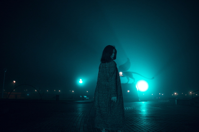 light bulb, architecture, one person, model, mist, rear view, lifestyles, real people, nightlife, lighting equipment, adult, arts culture and entertainment