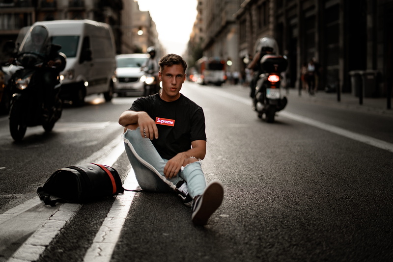 young Adult, real People, one Person, healthy Lifestyle, urban Scene, caucasian Ethnicity, 8K, asphalt, van, fashion, traffic, only Men, city Life, jogging