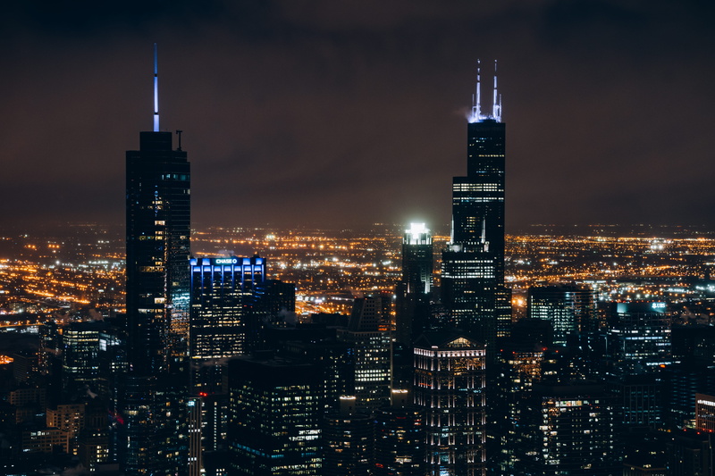 office, building exterior, downtown, evening, skyscrapers, time, tall - high, tower, urban, skyline, financial district, 5K, night, skyscraper, landscape