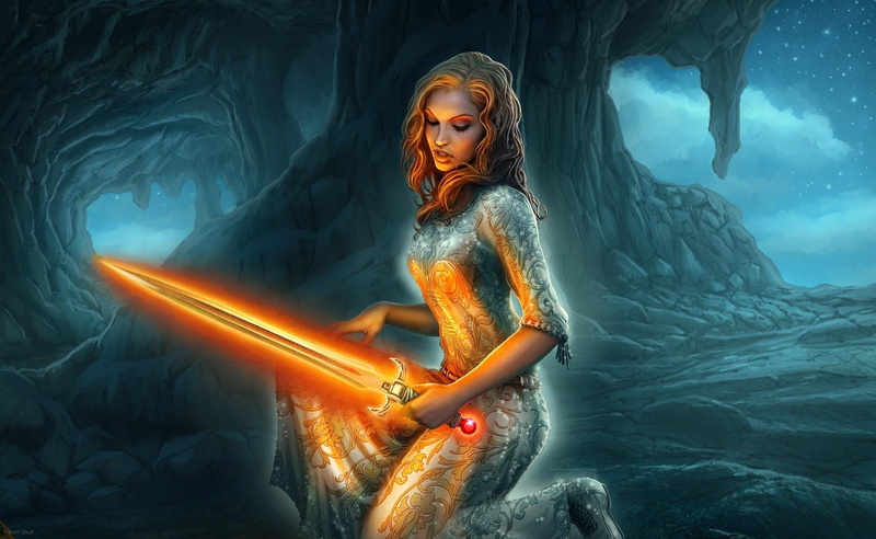 fantasy art, beautiful woman, beautiful people, artwork, young women, young adult, illustration, blond hair, hair, fantasy weapon, one person, sword, females