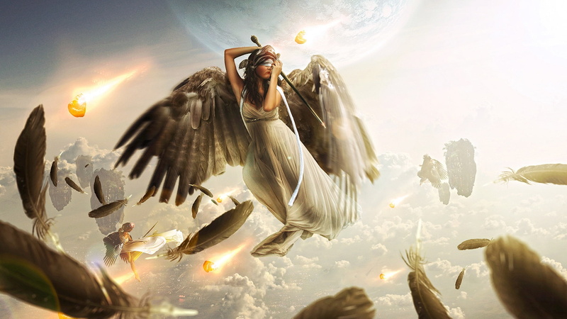 1080P, Injured, holding, stick, Angel, illustration, Girl