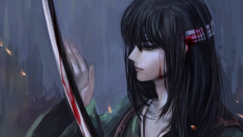 reflection, Injured, 1080P, Man, Samurai, bangs, hair, women, hairstyle, Kotaro Katsura, fashion, brown hair, adult, headshot, beauty, Gintama, portrait