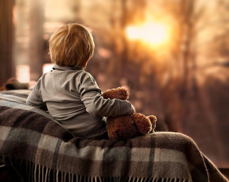 pictures, child, sun, beauty, sunset, 1080P, children, toy, mood