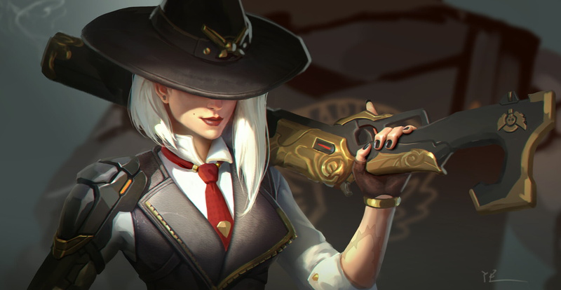 video games girls, tie, vest, digital art, 1080P, shirt, red tie, fan art, Blizzard Entertainment, white hair, video game characters, tattoo, illustration
