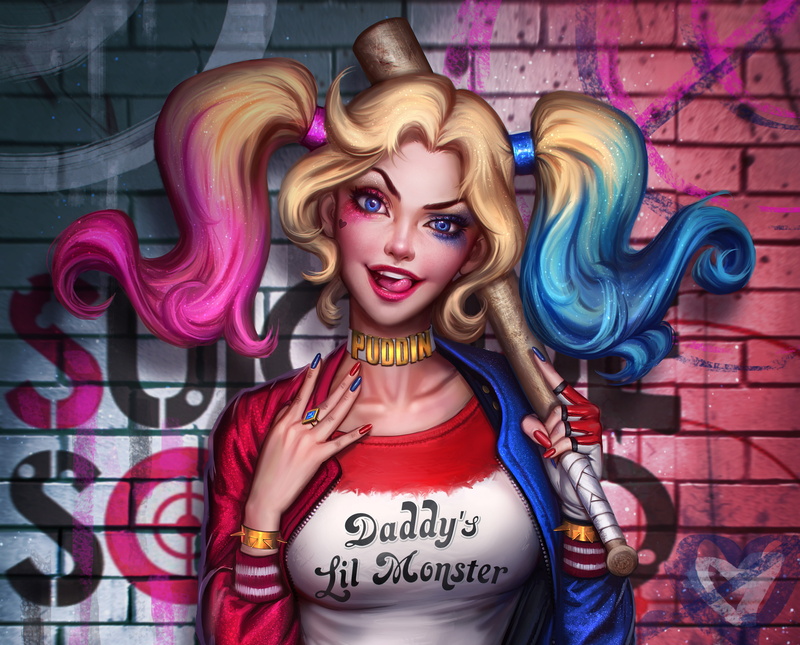 DC Comics, 4K, Batman, hair, beauty, art, bit, face, harley quinn, Harleen PCs, girl, look, Suicide Squad