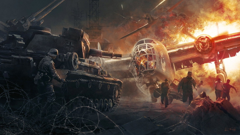 firefighter, Fire, Explosion, Tank, aggression, Drawing, men, celebration, nature, adult, Battle, built structure, night, group, Wars, motion, outdoors
