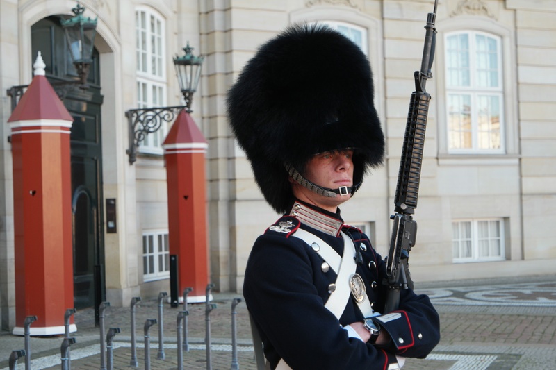 clothing, castle, real people, capital, royal, focus on foreground, sightseeing, historic, guardsman, lifestyles, amalienborg, nordic, scandinavia, holding