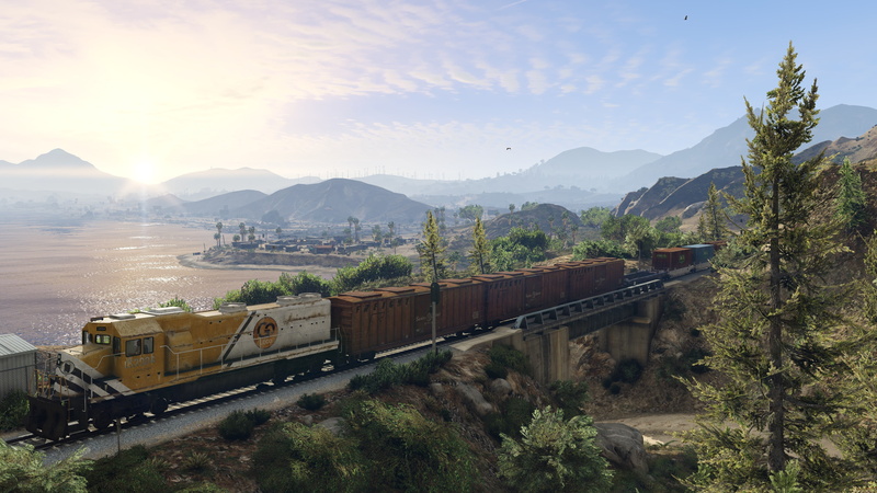 plant, freight train, sky, train, 4K, transportation, mountain range, track, public transportation, mode of transportation, tree, nature, rail transportation