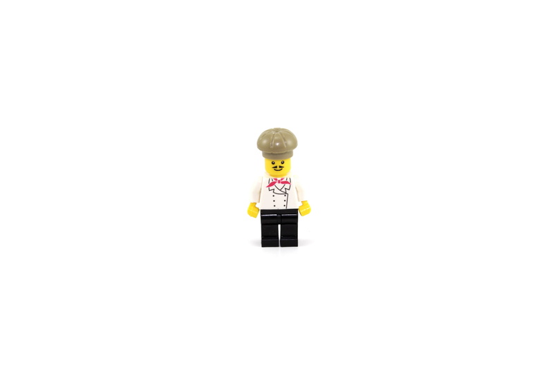 hat, cuisine, minifigure, food, person, standing, shirt, no people, representation, professional, still life, sticker, cut out, clothing, male, lego, indoors