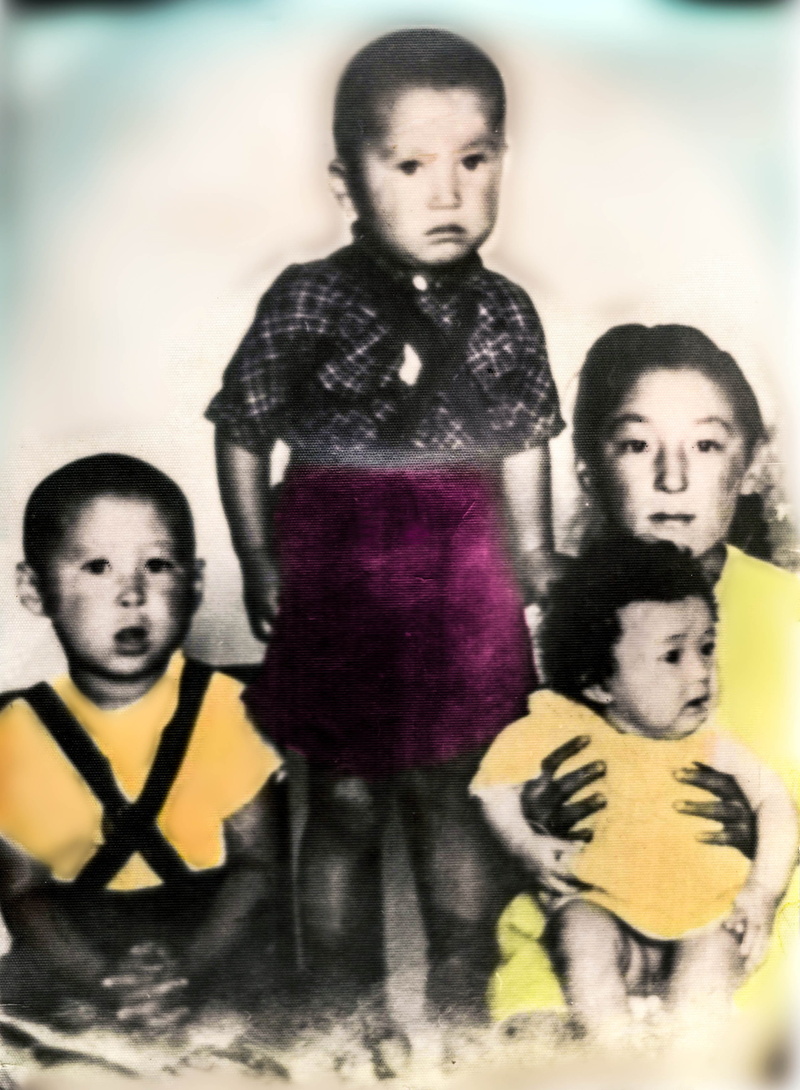 full length, family, adult, classic, old, indoors, lifestyle, child, group of people, colorful, offspring, scanned, innocence, mongolian, females, vintage