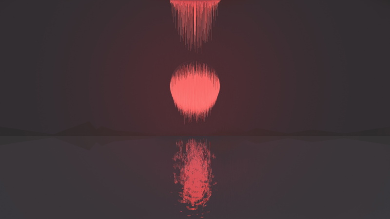 4K, reflection, moon, distorted