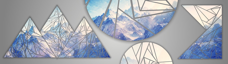 mountain, 4K, RGB, blue, Facets, poly, shapes