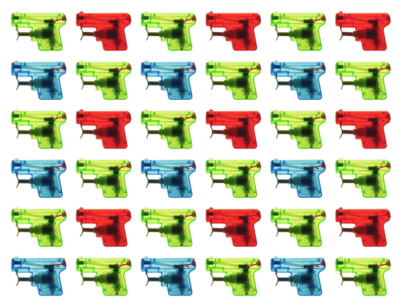 close-up, in a row, green color, guns, large group of objects, studio shot, plastic, white background, group of objects, cut out, toys, order, backgrounds