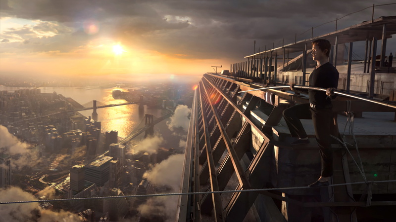 railing, rope, sky, city, built structure, building exterior, transportation, the walk, sunset, gray, Joseph Gordon-Levitt, movies, men, cloud - sky, 4K
