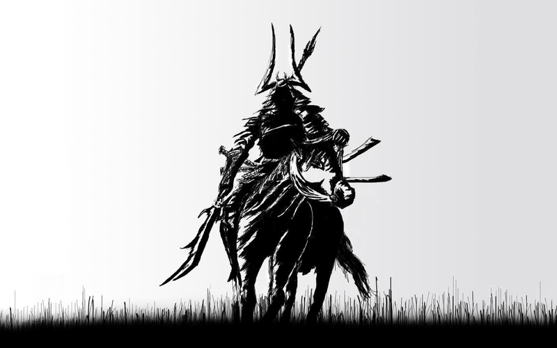 720P, no people, copy space, sky, samurai, grass, domestic, land, clear sky, animal, day, riding, plant, animal wildlife, field, domestic animals, nature