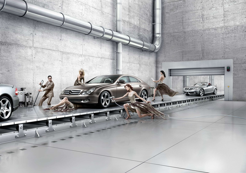 1080P, Creative Background, car service modern, Mercedes Benz Assembly Line