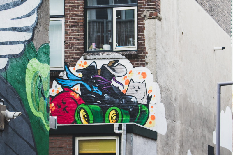streetart, mural wall, brick, building exterior, netherlands, shie, street art, 4K, art and craft, representation, cats, mural art, wall - building feature