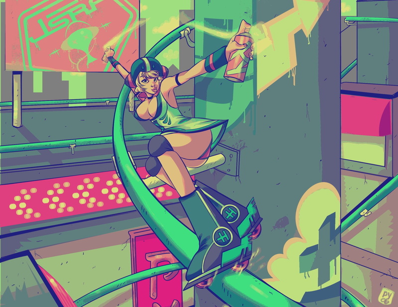 roller, Jet Set Radio Future, skates, female, Video Game, rider, 1080P