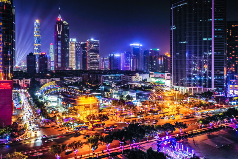 5K, building, vehicle, nature, illuminated, guangzhou shi, urban, luxury, tower, road, tall - high, office, metropolis, city, intersection, outdoors, no people