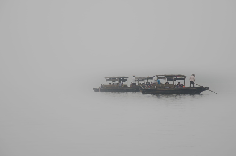 person, hangzhou shi, su di, tranquility, outdoors, fog, mode of transportation, china, no people, tanker, cargo, smoke, passenger craft, boat, watercraft