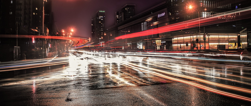 beside, vehicle, illuminated, traffic, asphalt, urban, city life, beijing, street, office building exterior, lights, downtown, motion, intersection, long exposure
