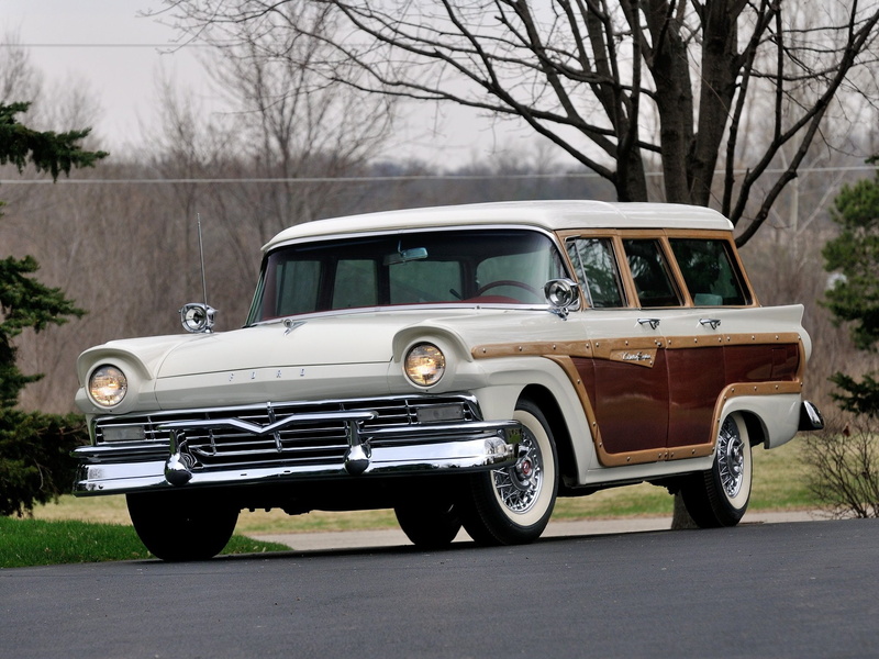retro, 1080P, ford, stationwagon, squire, country, 1957